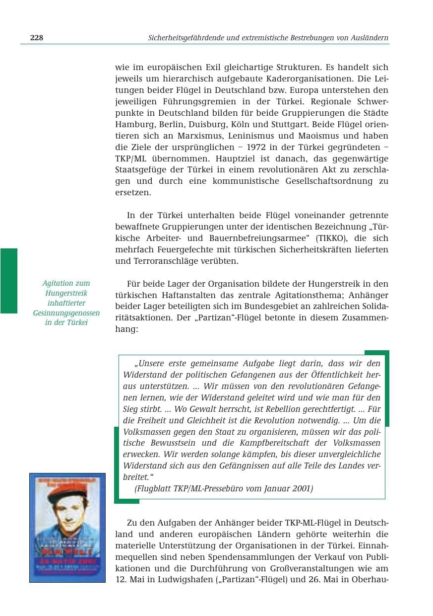 Seite 229 des Verfassungsschutzbericht 2001 Bund