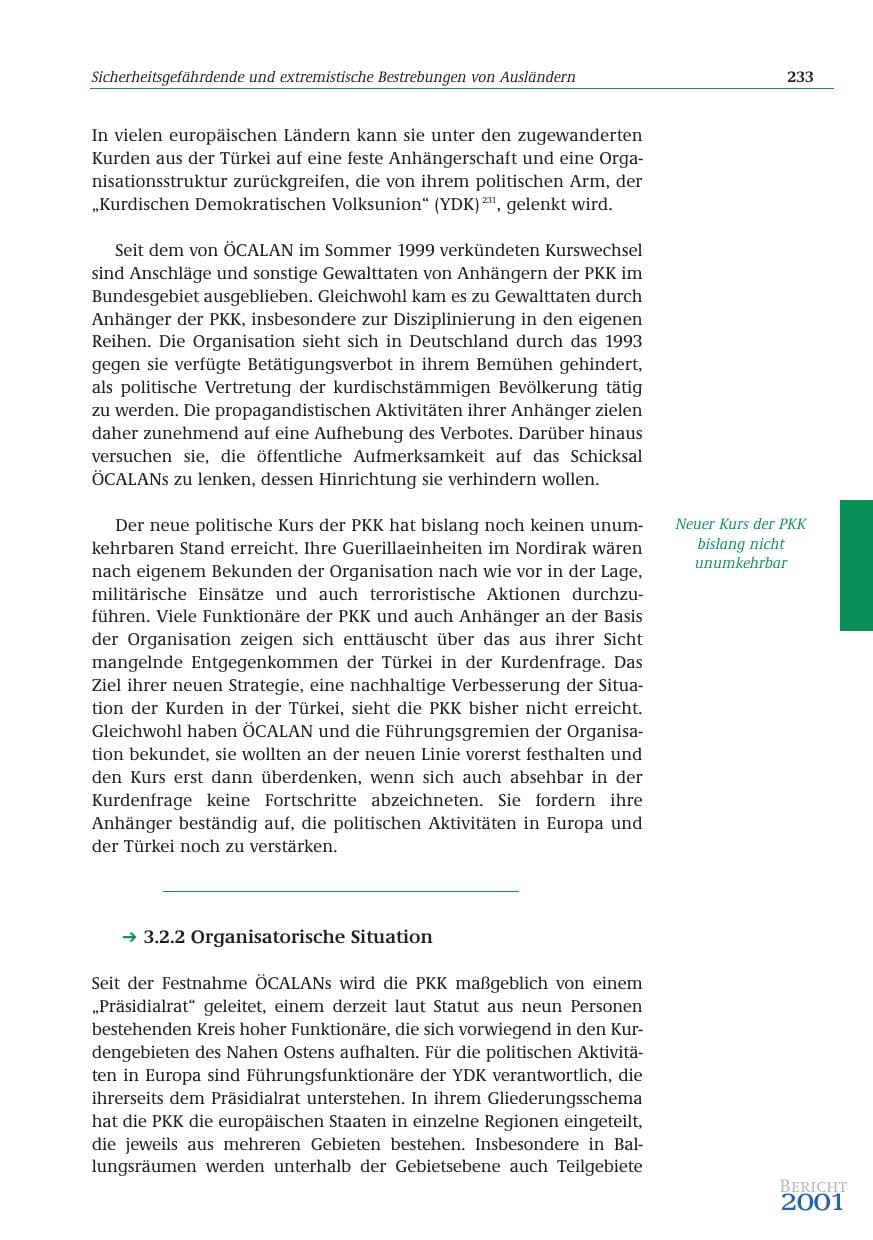Seite 234 des Verfassungsschutzbericht 2001 Bund