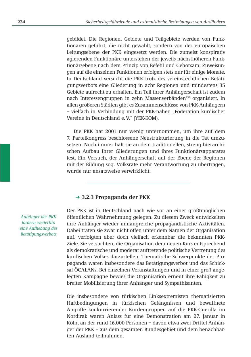 Seite 235 des Verfassungsschutzbericht 2001 Bund