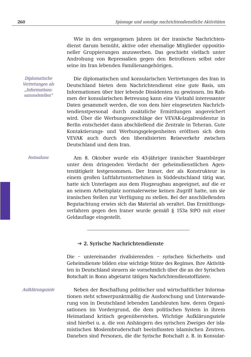 Seite 261 des Verfassungsschutzbericht 2001 Bund