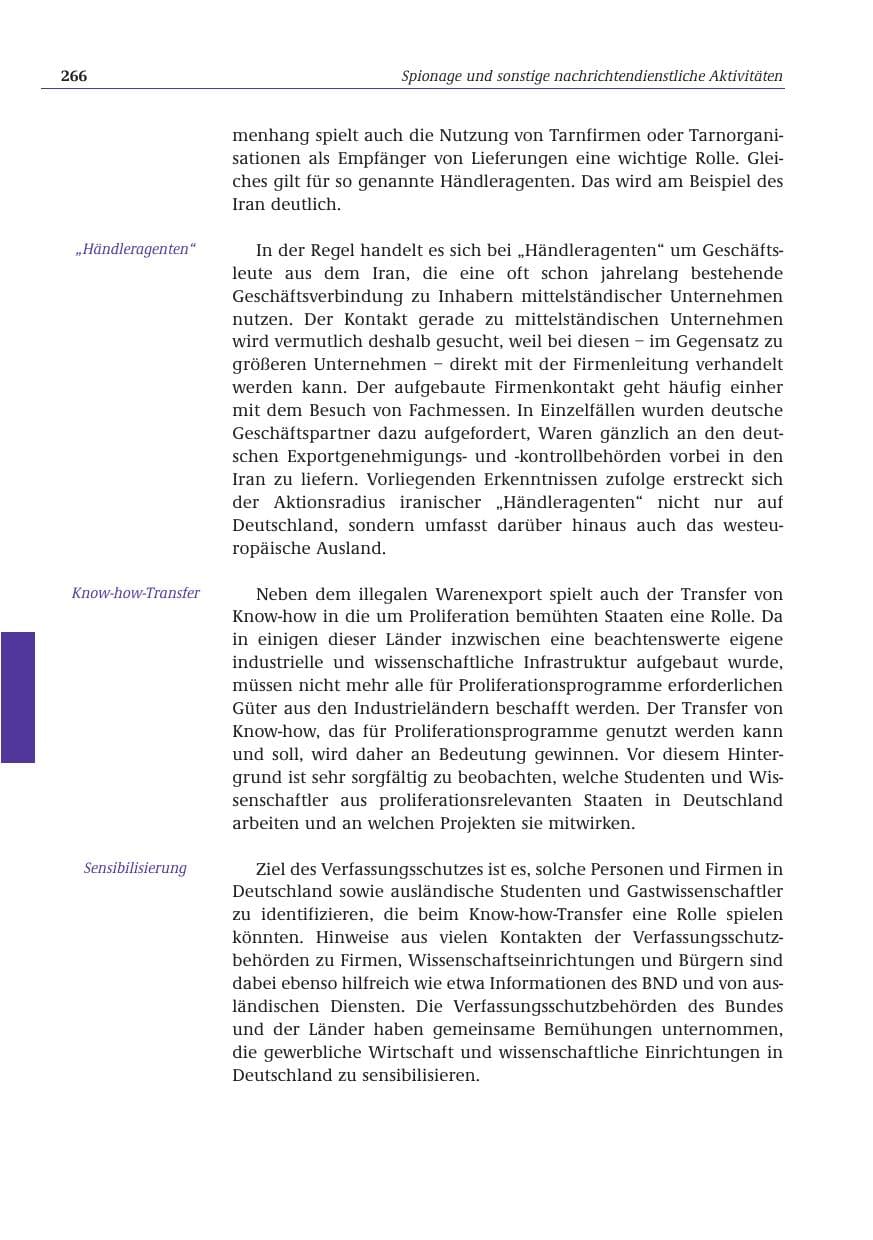 Seite 267 des Verfassungsschutzbericht 2001 Bund