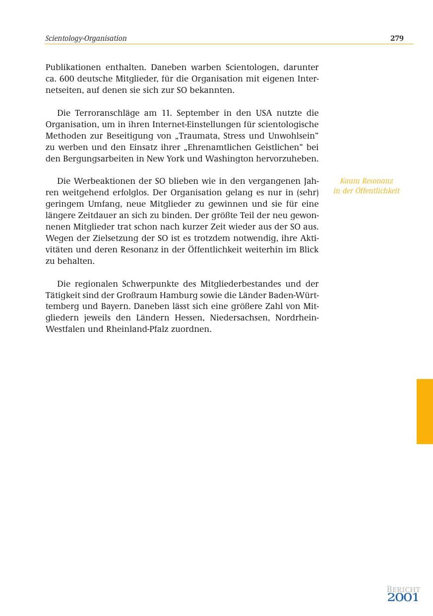 Seite 280 des Verfassungsschutzbericht 2001 Bund