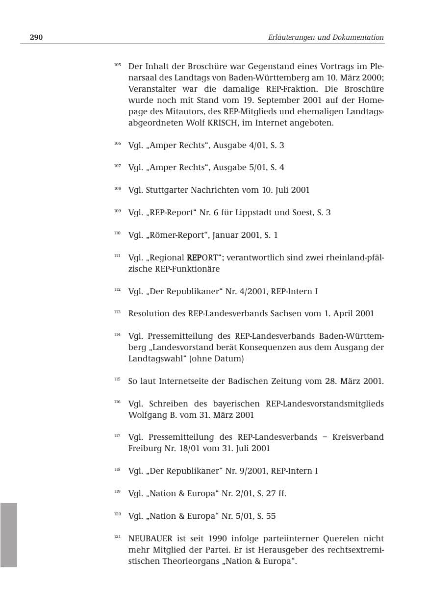 Seite 291 des Verfassungsschutzbericht 2001 Bund