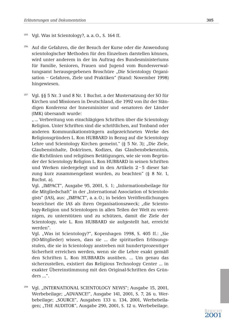Seite 306 des Verfassungsschutzbericht 2001 Bund