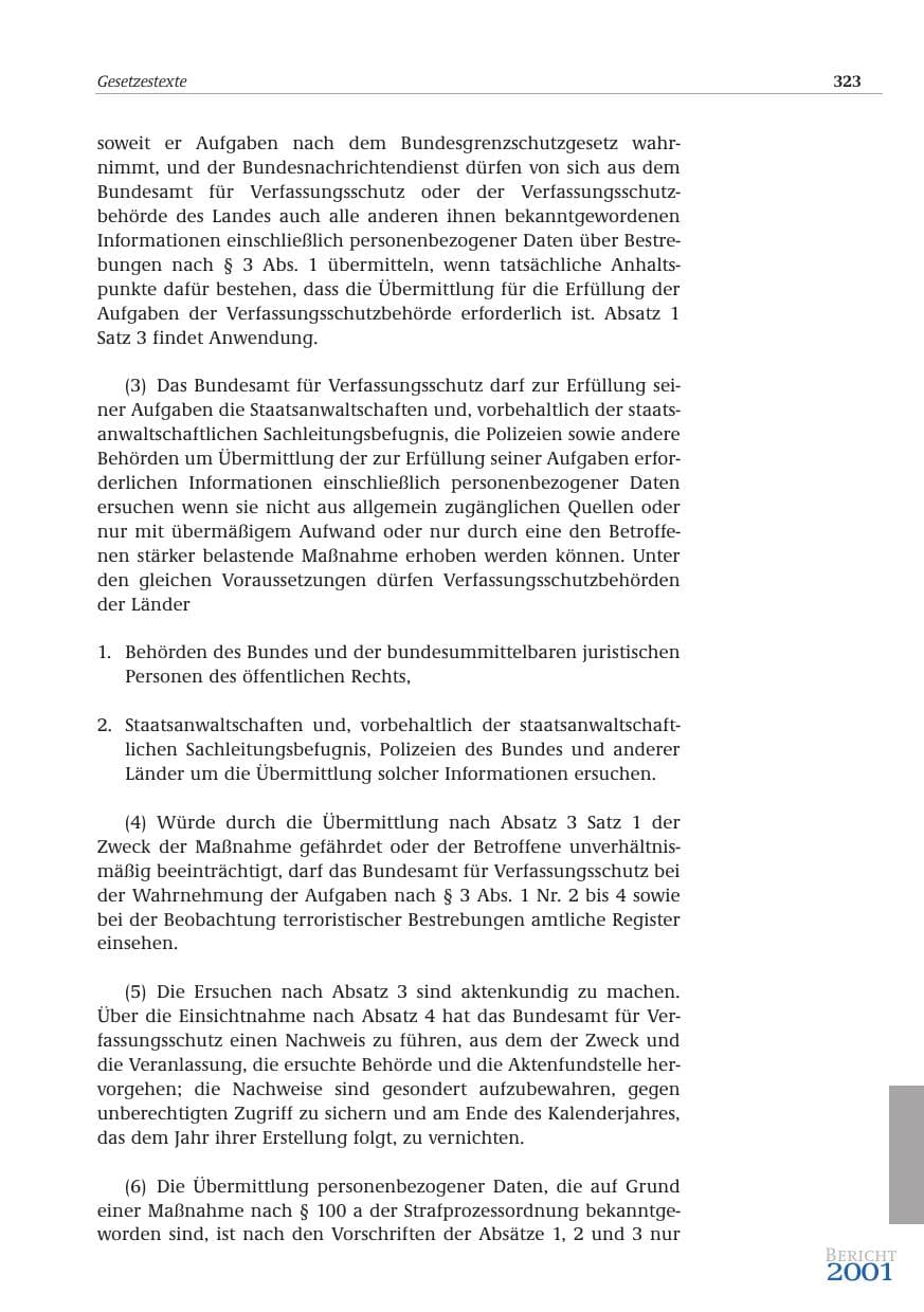 Seite 324 des Verfassungsschutzbericht 2001 Bund