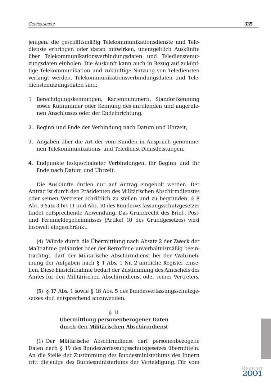 Seite 336 des Verfassungsschutzbericht 2001 Bund