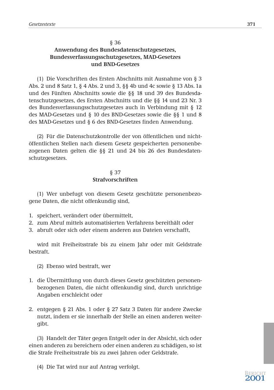 Seite 372 des Verfassungsschutzbericht 2001 Bund