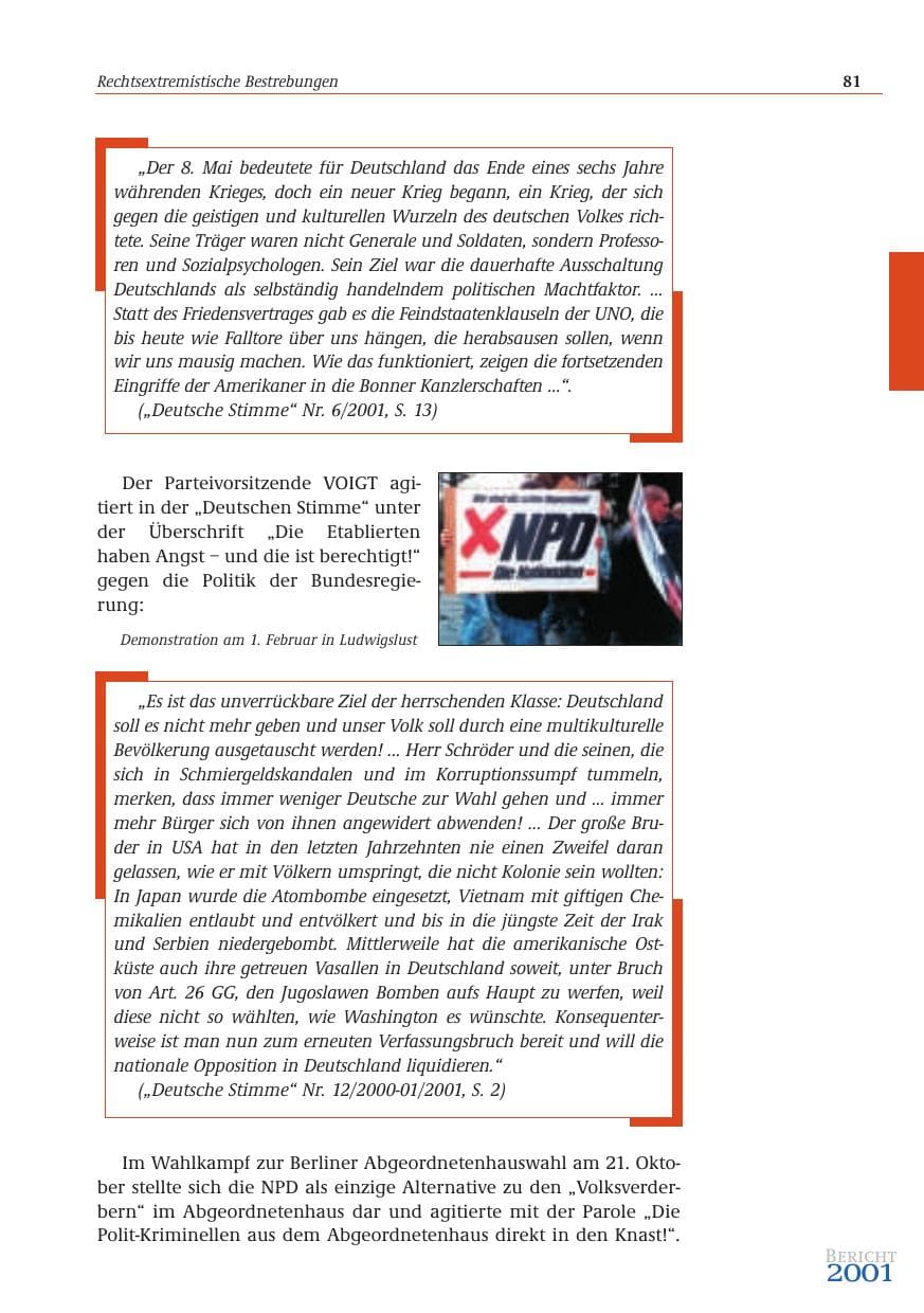 Seite 82 des Verfassungsschutzbericht 2001 Bund