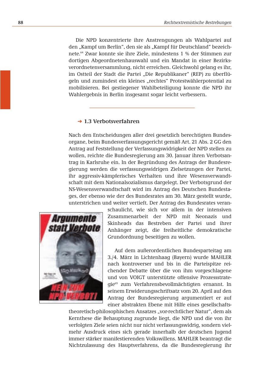 Seite 89 des Verfassungsschutzbericht 2001 Bund