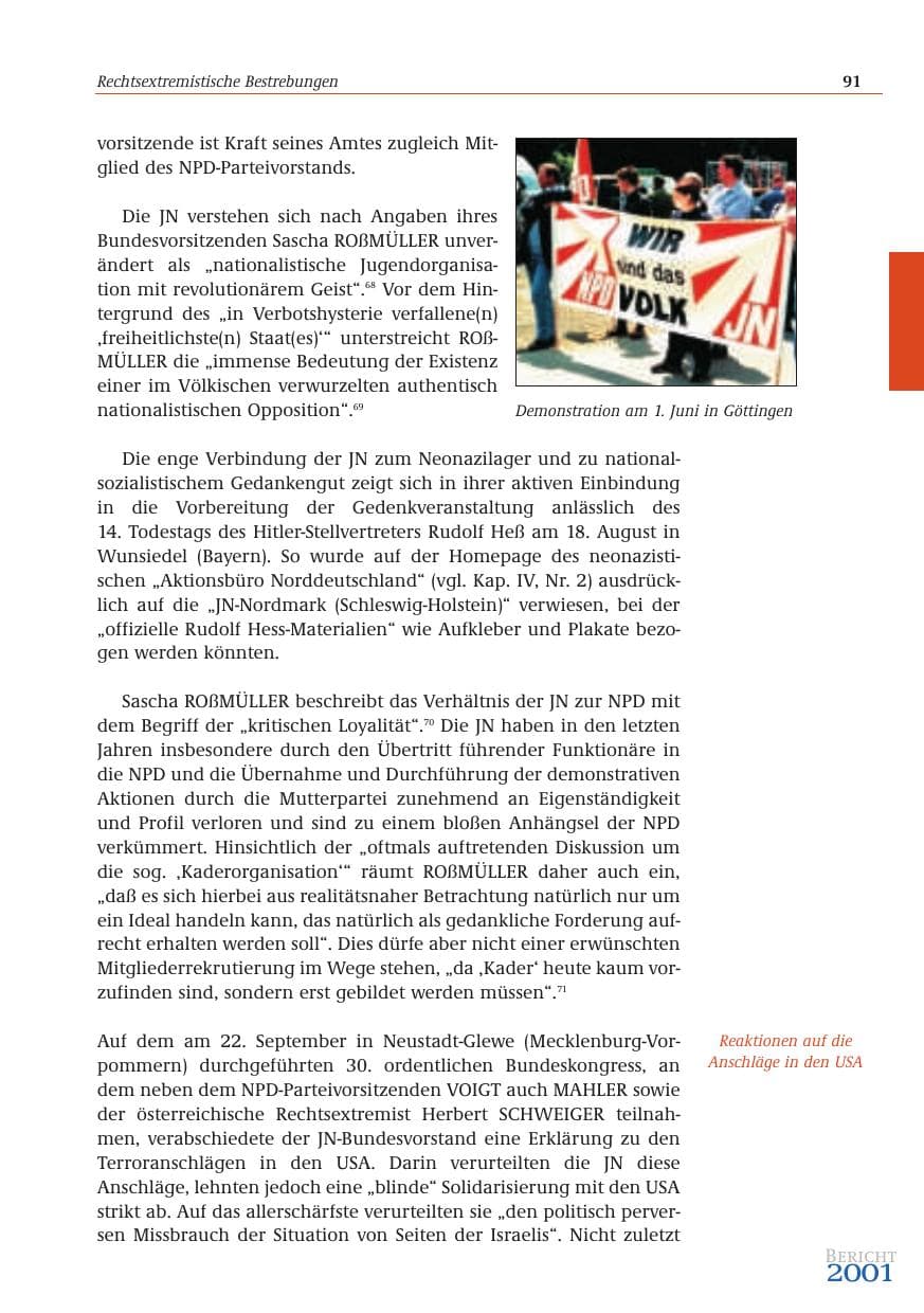 Seite 92 des Verfassungsschutzbericht 2001 Bund