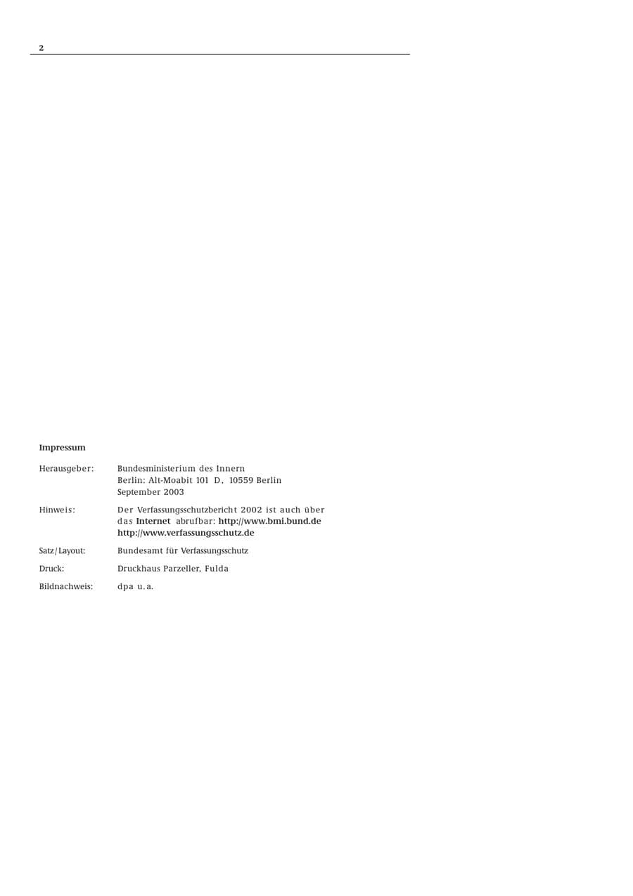 Seite 3 des Verfassungsschutzbericht 2002 Bund