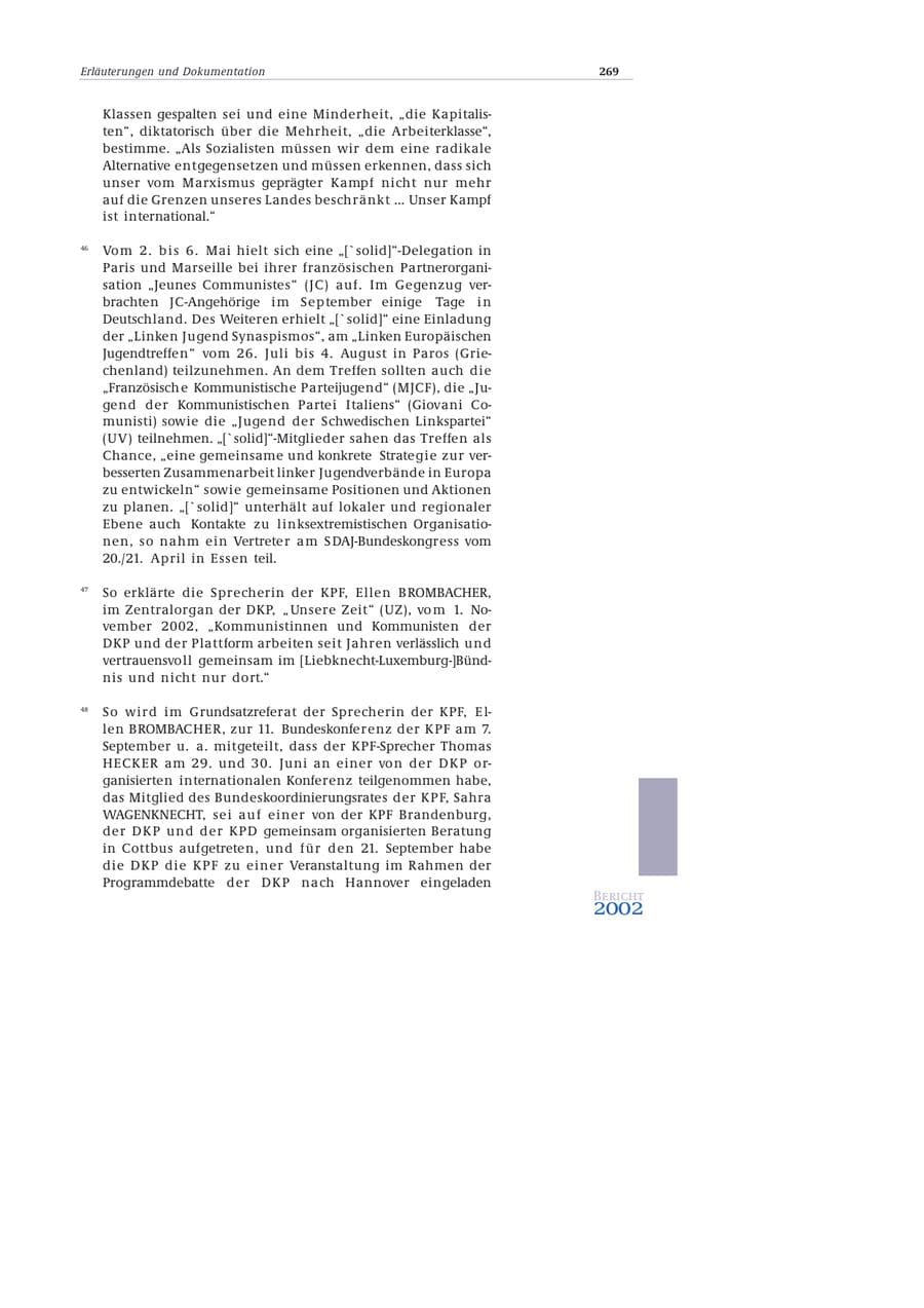 Seite 270 des Verfassungsschutzbericht 2002 Bund