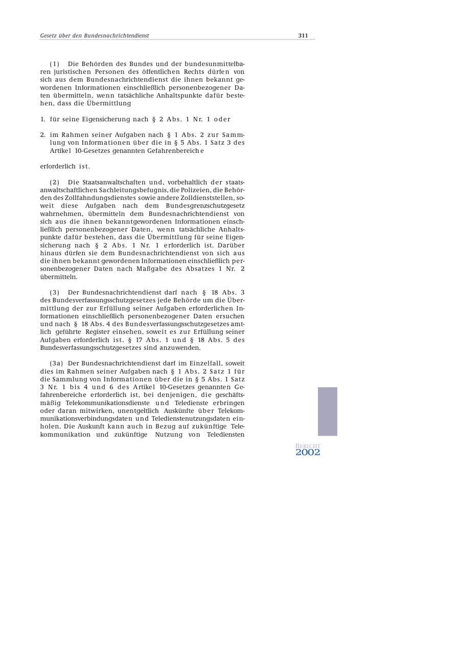 Seite 312 des Verfassungsschutzbericht 2002 Bund