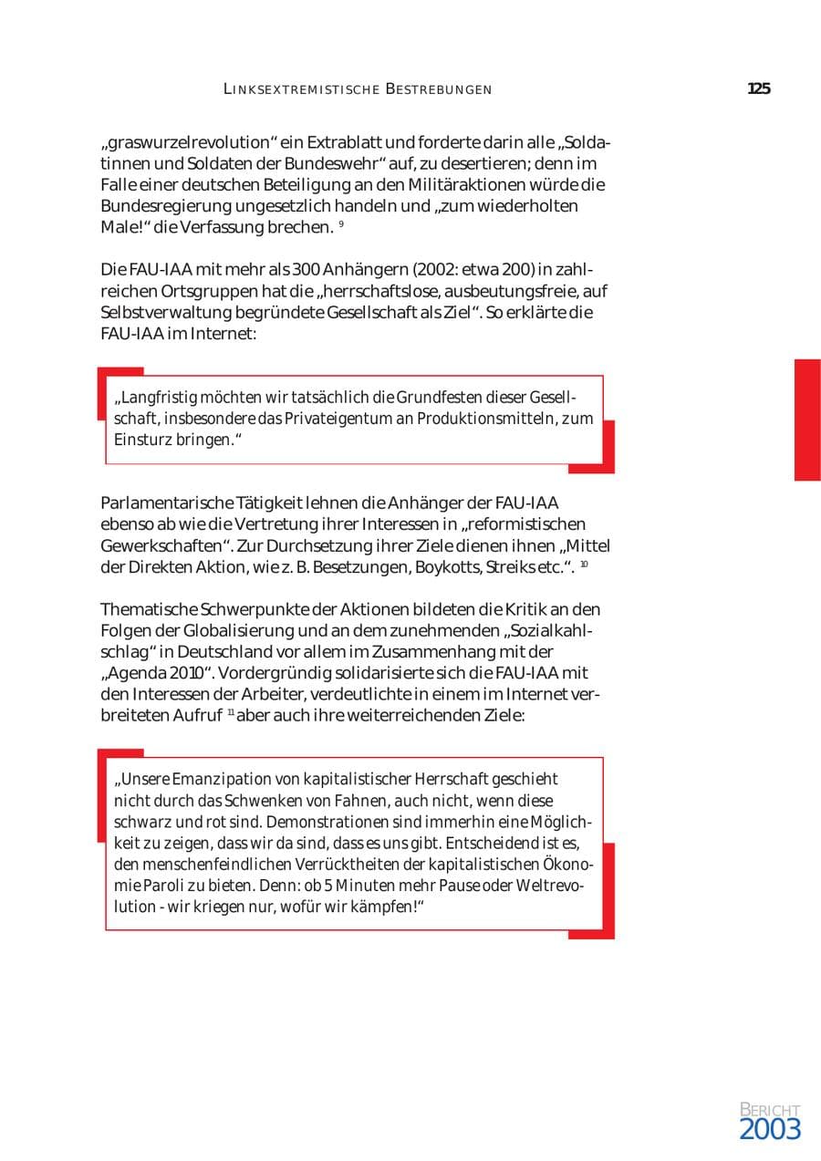 Seite 126 des Verfassungsschutzbericht 2003 Bund