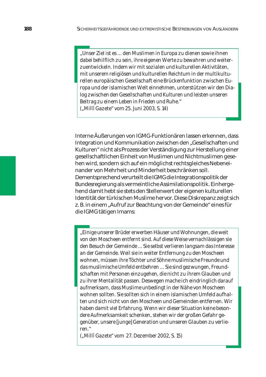 Seite 189 des Verfassungsschutzbericht 2003 Bund