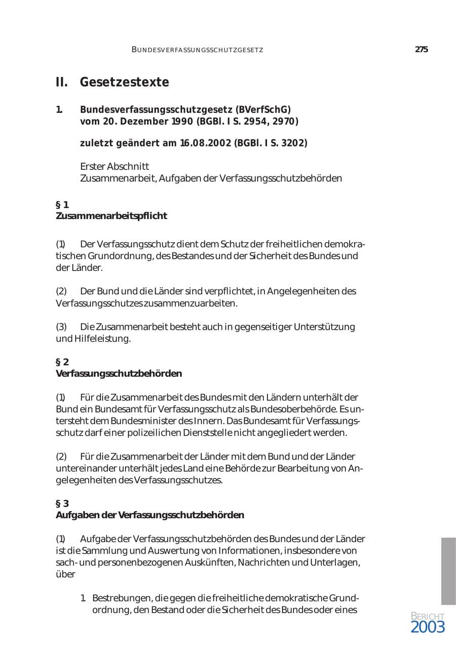 Seite 276 des Verfassungsschutzbericht 2003 Bund