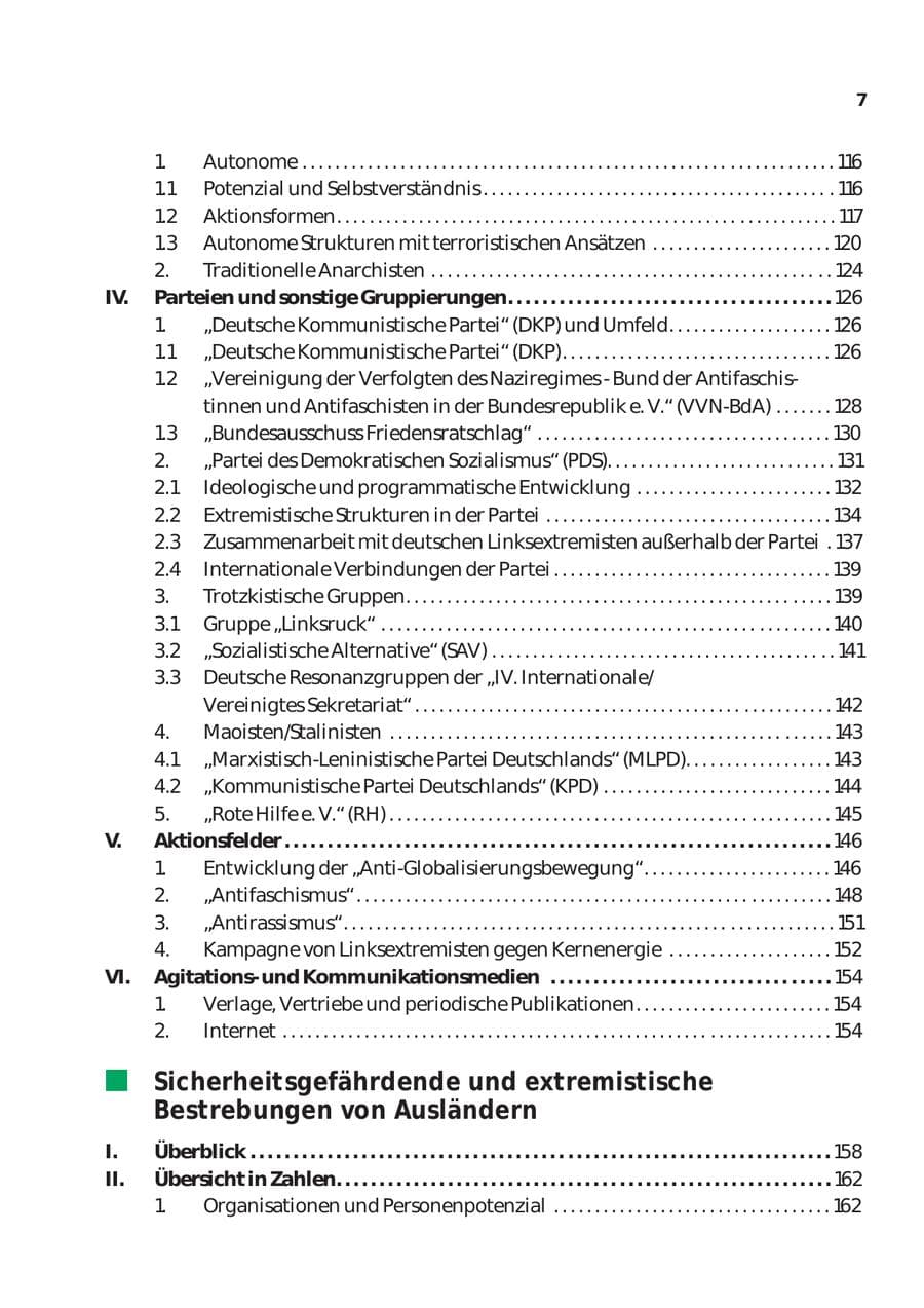 Seite 8 des Verfassungsschutzbericht 2003 Bund