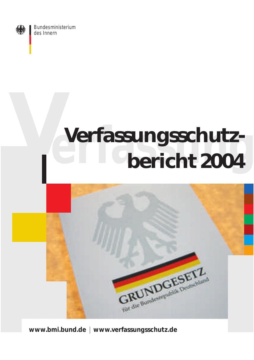 Seite 1 des Verfassungsschutzbericht 2004 Bund