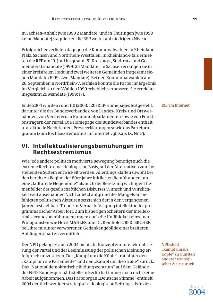 Seite 101 des Verfassungsschutzbericht 2004 Bund