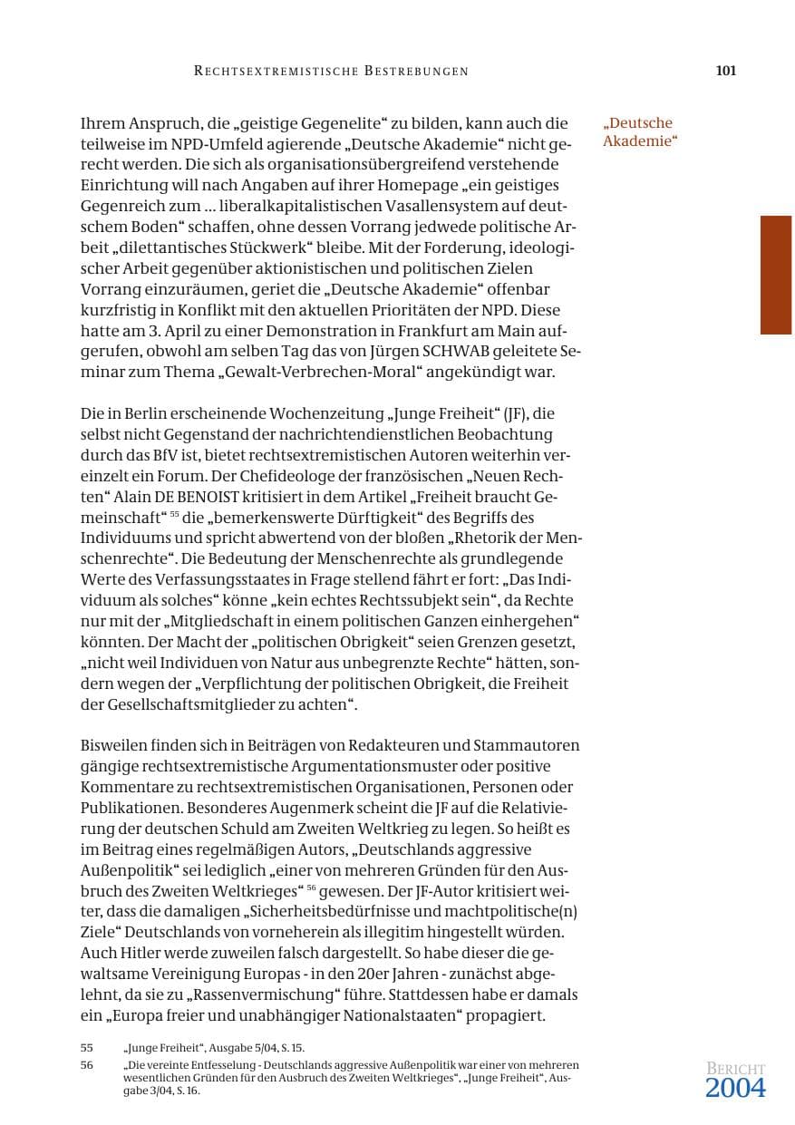 Seite 103 des Verfassungsschutzbericht 2004 Bund