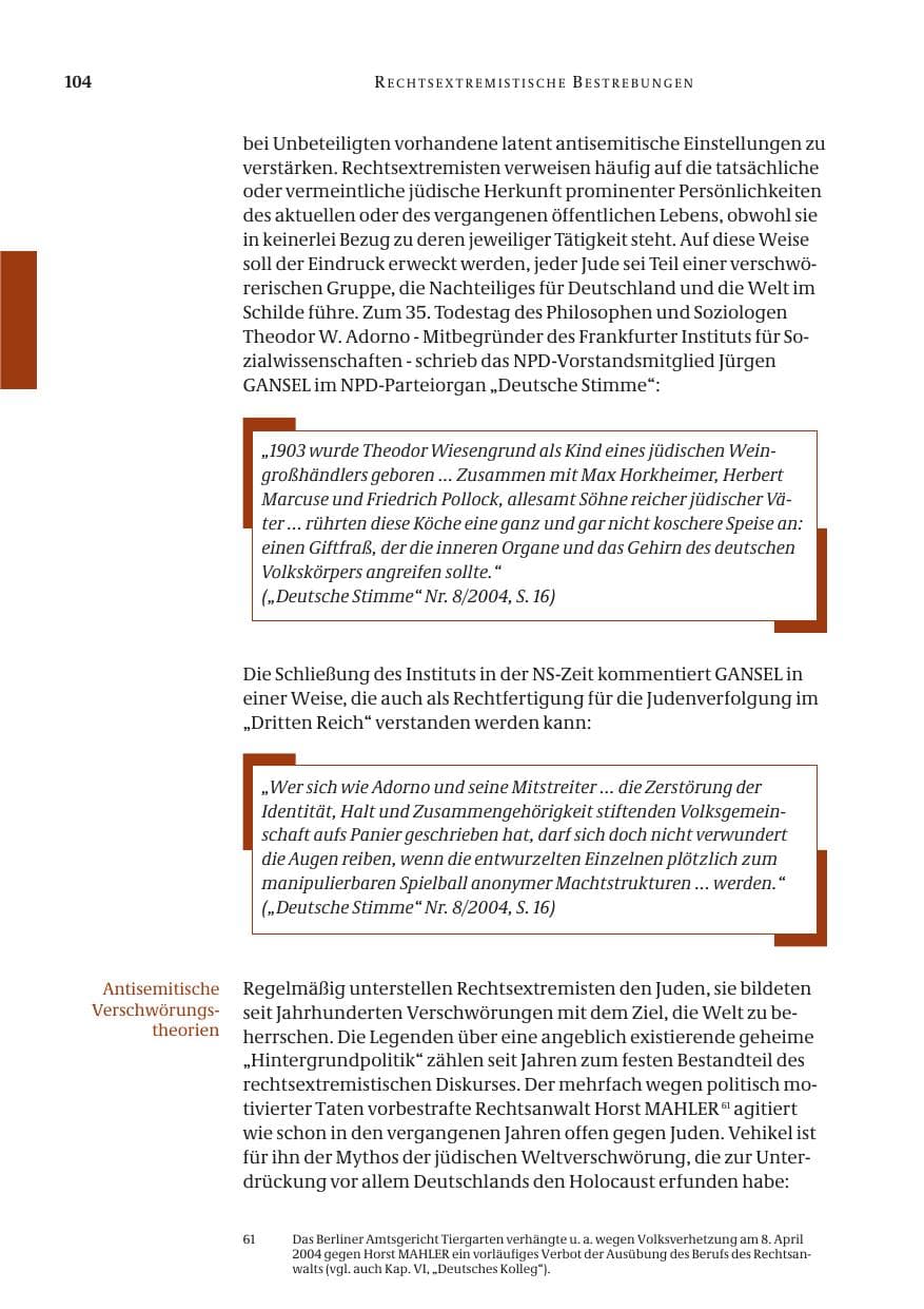 Seite 106 des Verfassungsschutzbericht 2004 Bund