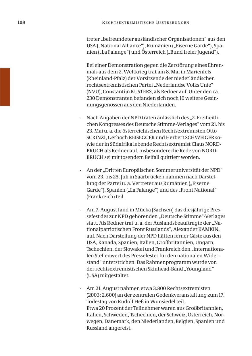 Seite 110 des Verfassungsschutzbericht 2004 Bund