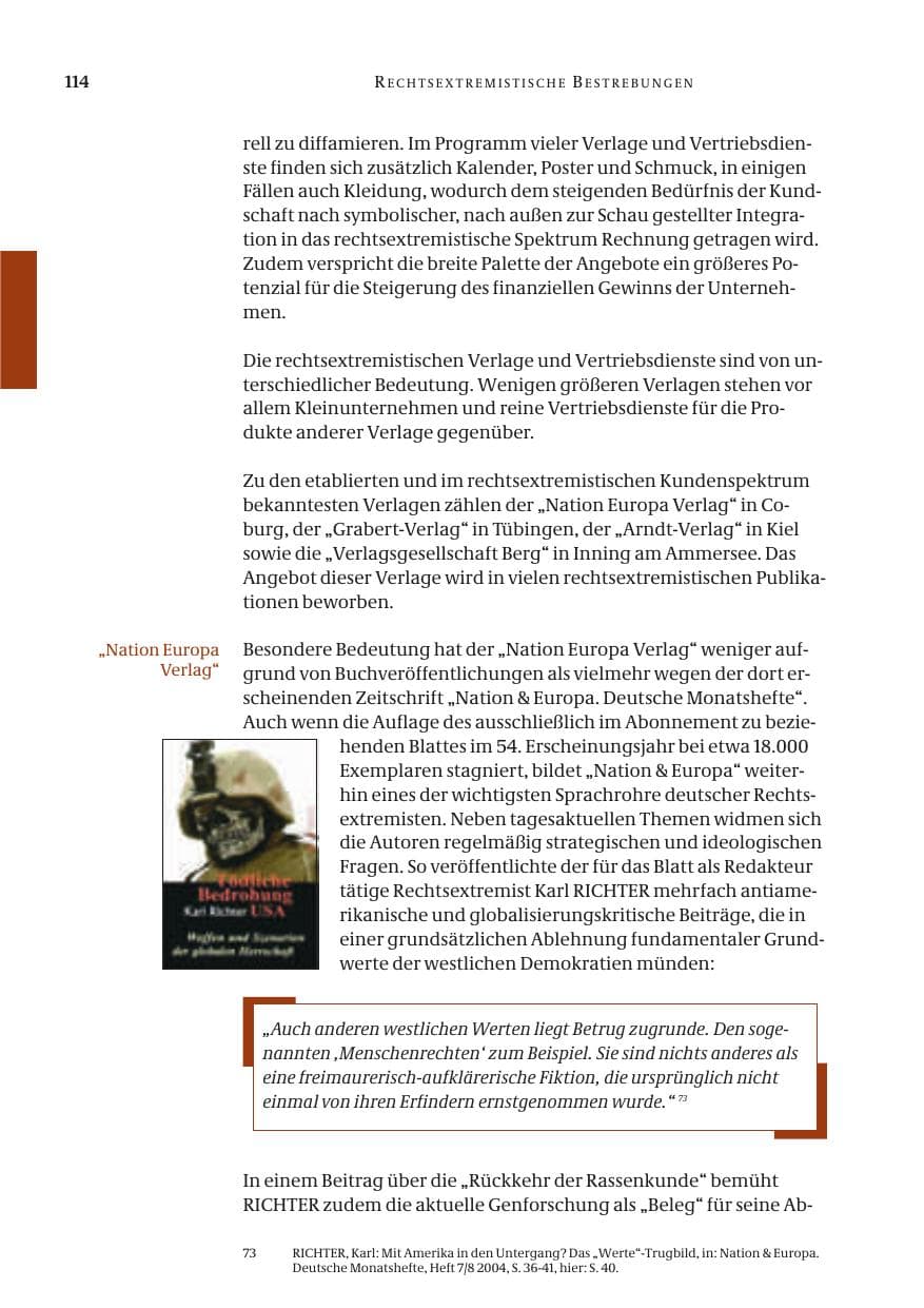 Seite 116 des Verfassungsschutzbericht 2004 Bund