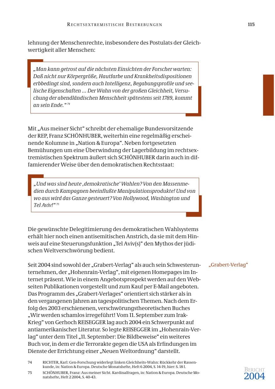 Seite 117 des Verfassungsschutzbericht 2004 Bund