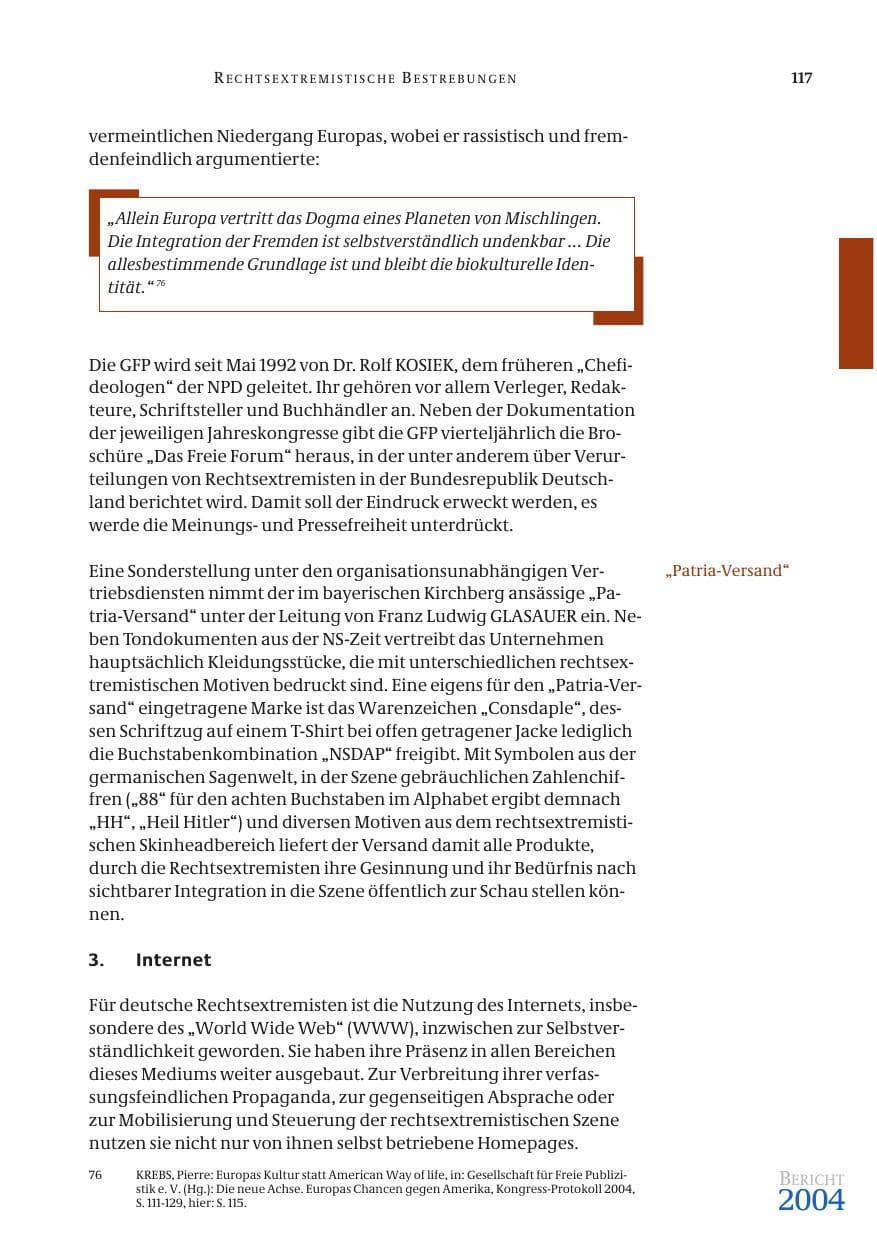 Seite 119 des Verfassungsschutzbericht 2004 Bund