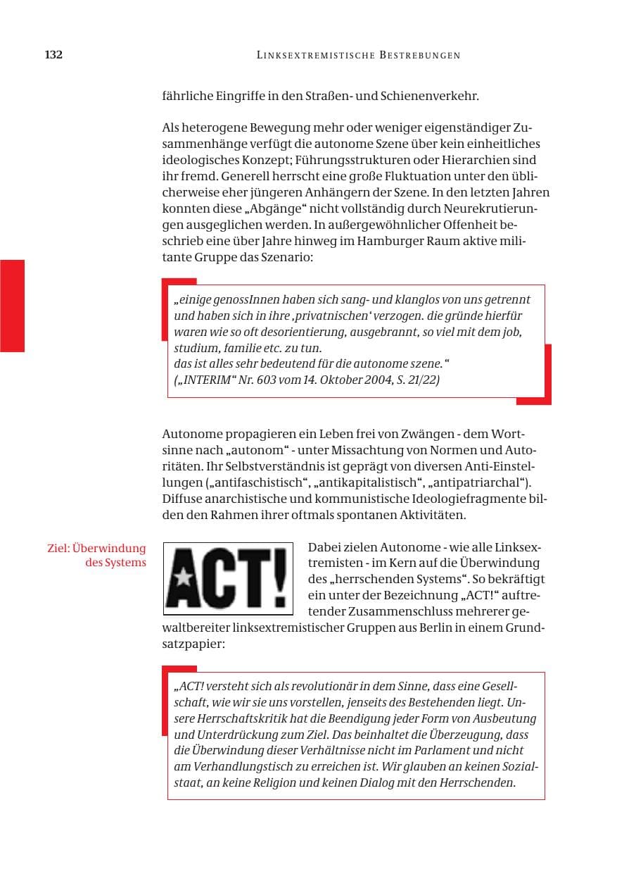Seite 134 des Verfassungsschutzbericht 2004 Bund