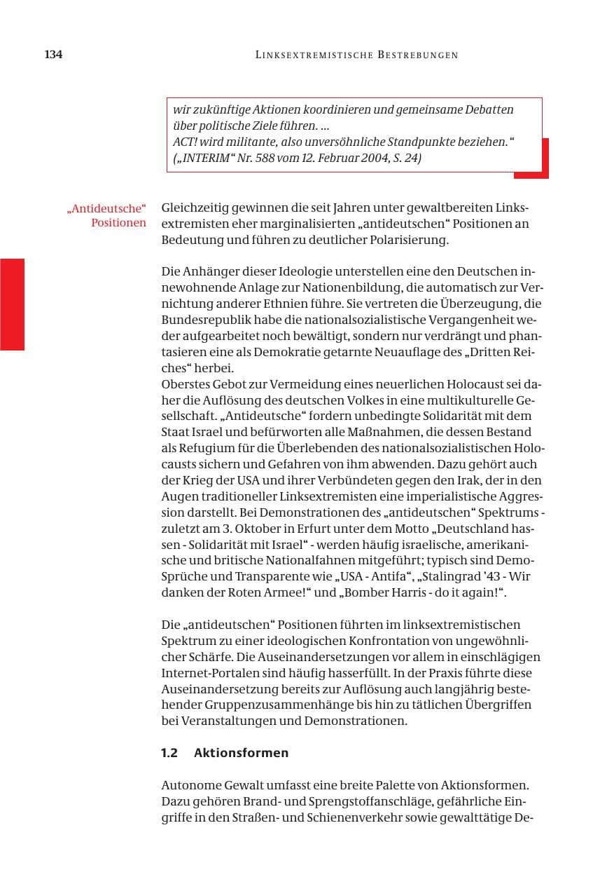 Seite 136 des Verfassungsschutzbericht 2004 Bund