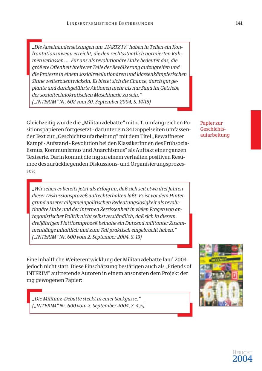 Seite 143 des Verfassungsschutzbericht 2004 Bund