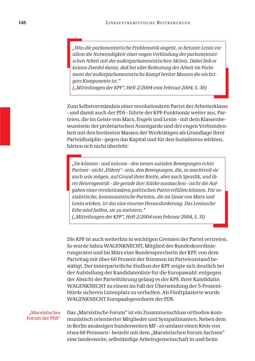 Seite 150 des Verfassungsschutzbericht 2004 Bund