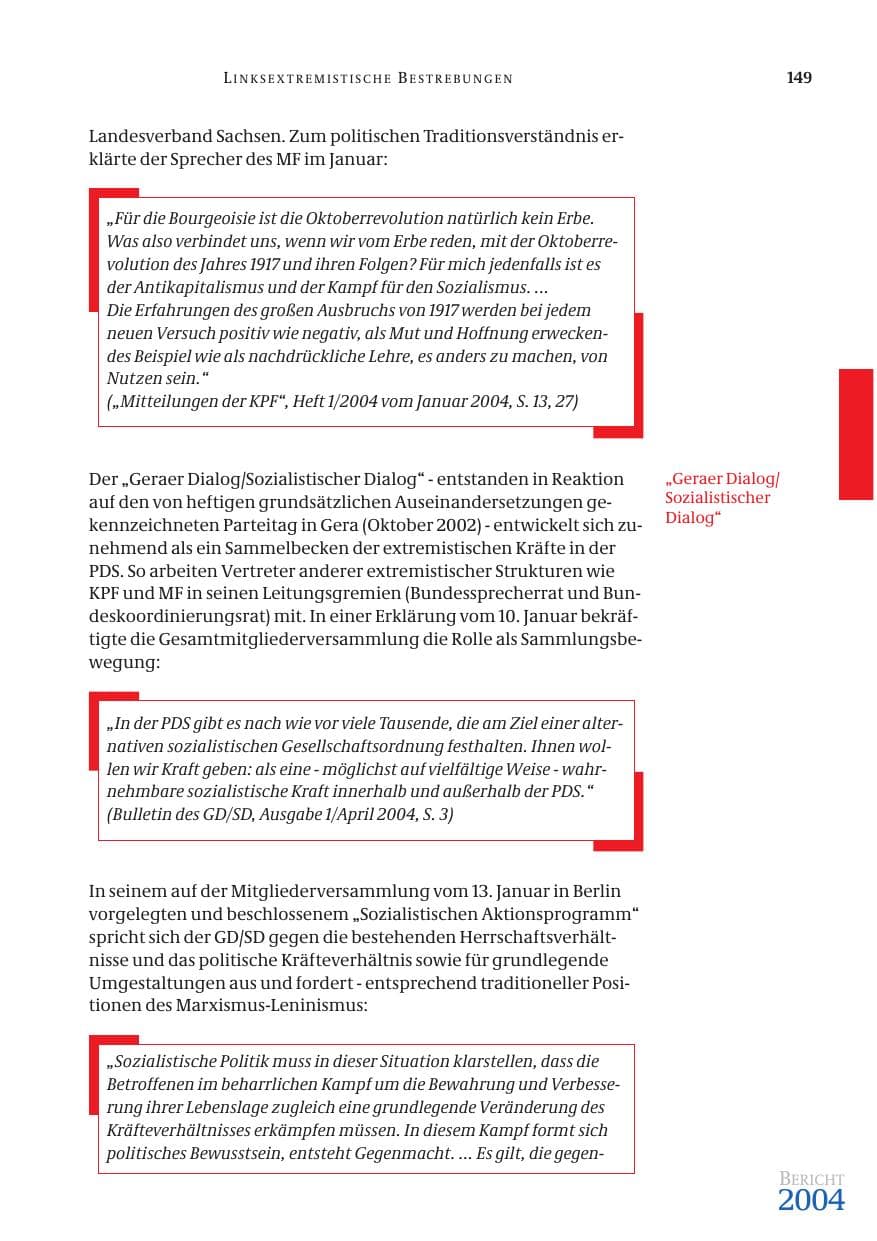 Seite 151 des Verfassungsschutzbericht 2004 Bund