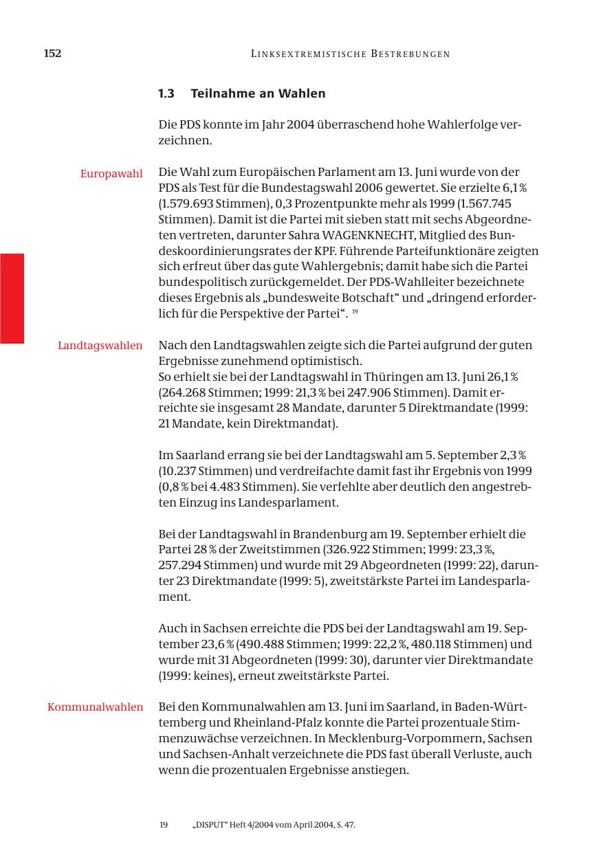 Seite 154 des Verfassungsschutzbericht 2004 Bund
