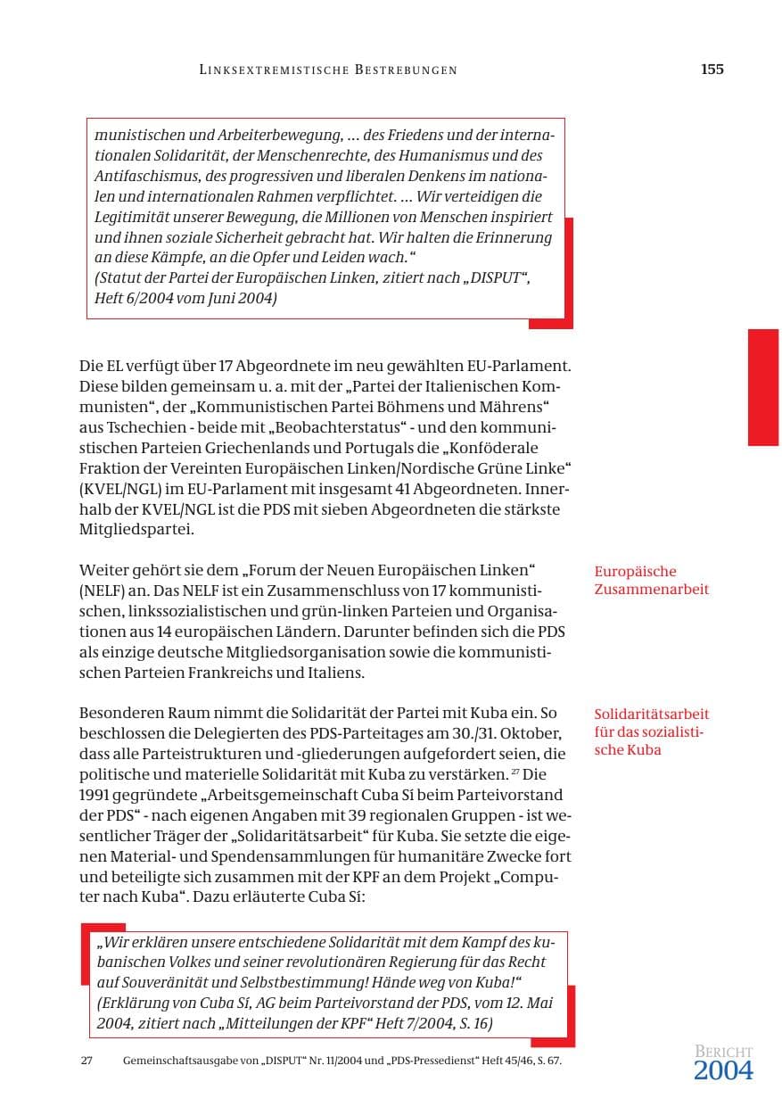 Seite 157 des Verfassungsschutzbericht 2004 Bund