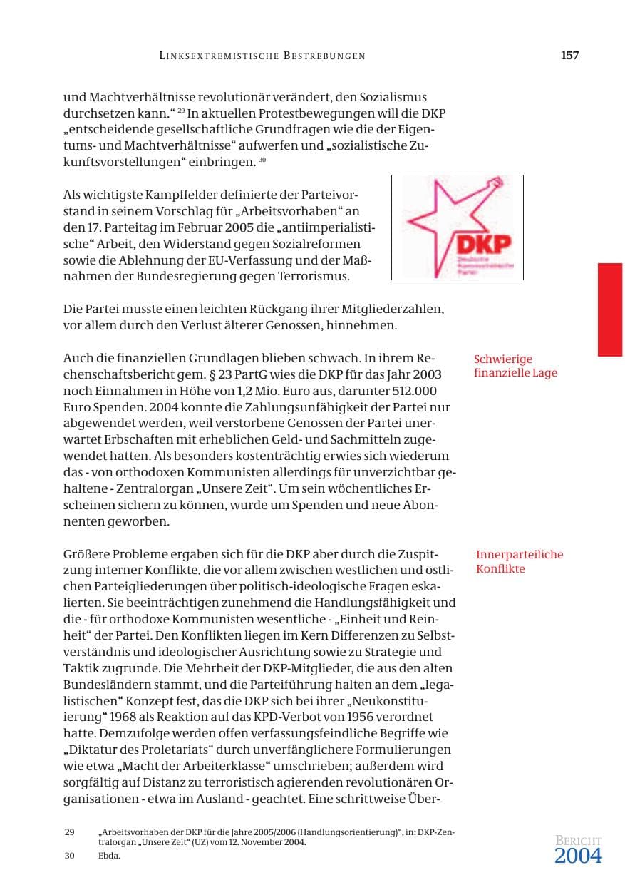 Seite 159 des Verfassungsschutzbericht 2004 Bund