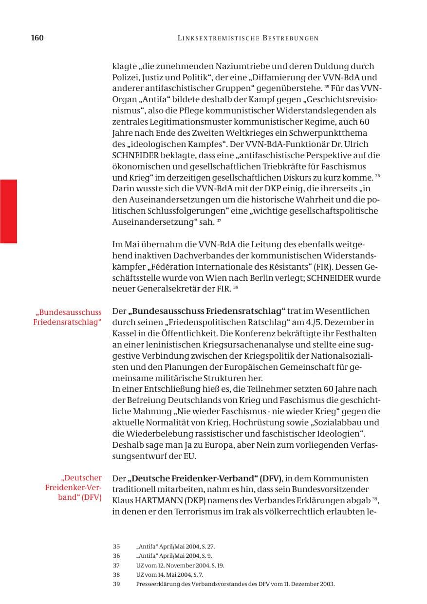 Seite 162 des Verfassungsschutzbericht 2004 Bund