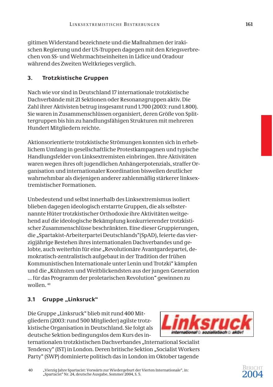Seite 163 des Verfassungsschutzbericht 2004 Bund