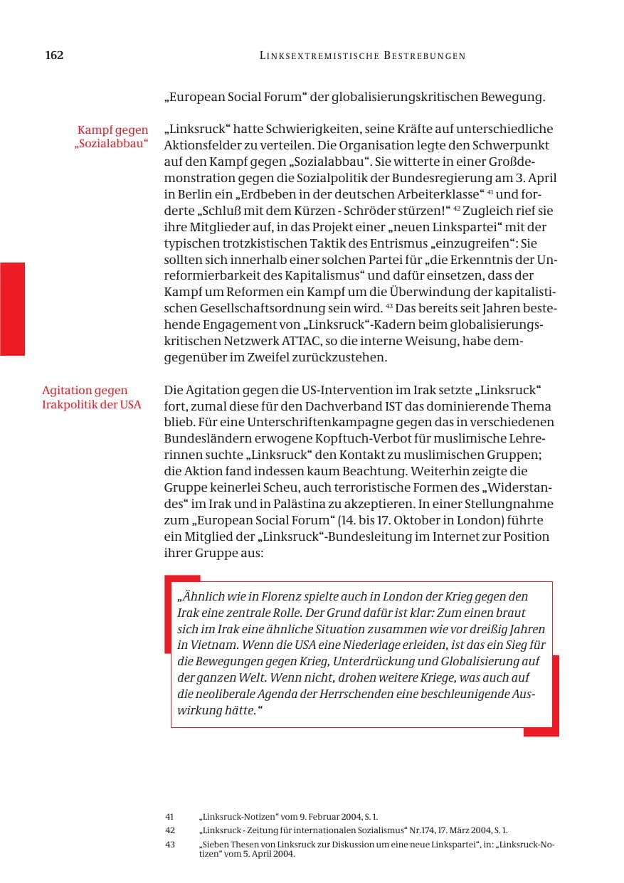Seite 164 des Verfassungsschutzbericht 2004 Bund