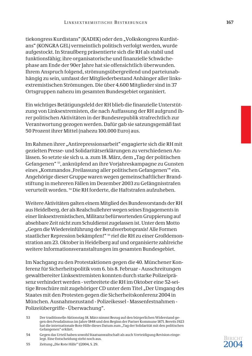 Seite 169 des Verfassungsschutzbericht 2004 Bund