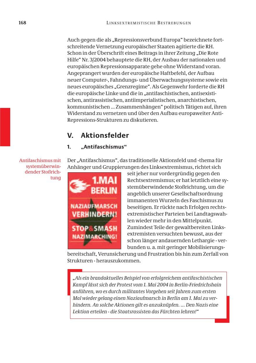 Seite 170 des Verfassungsschutzbericht 2004 Bund