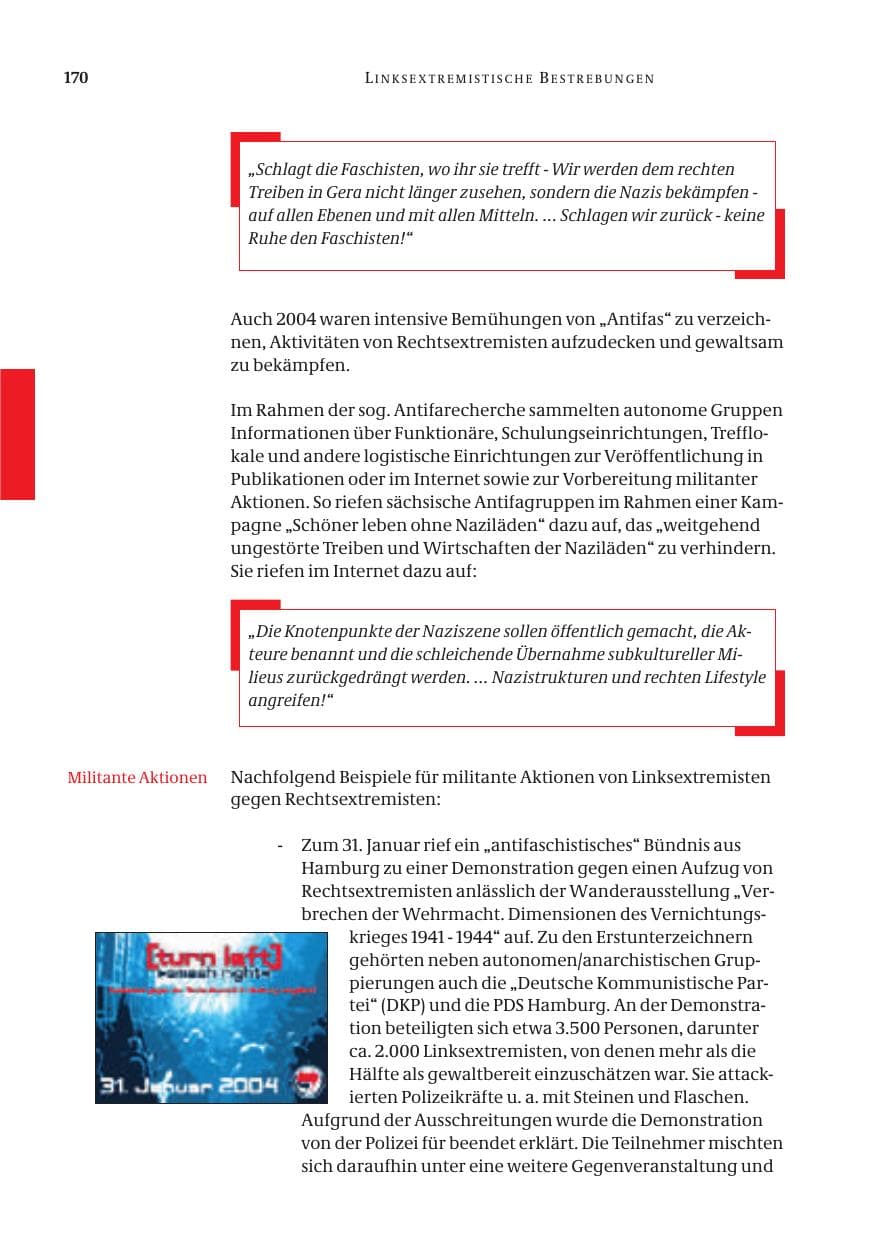 Seite 172 des Verfassungsschutzbericht 2004 Bund