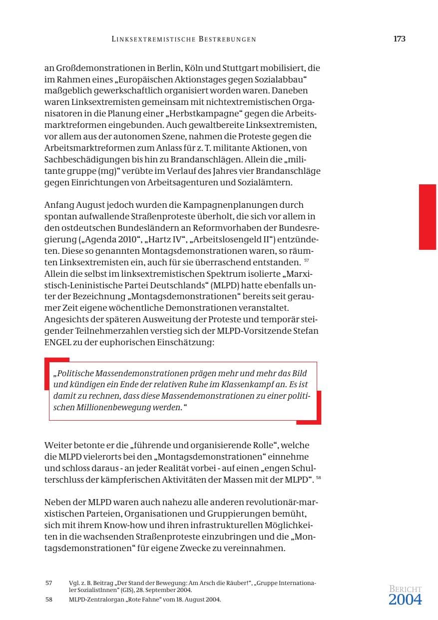 Seite 175 des Verfassungsschutzbericht 2004 Bund