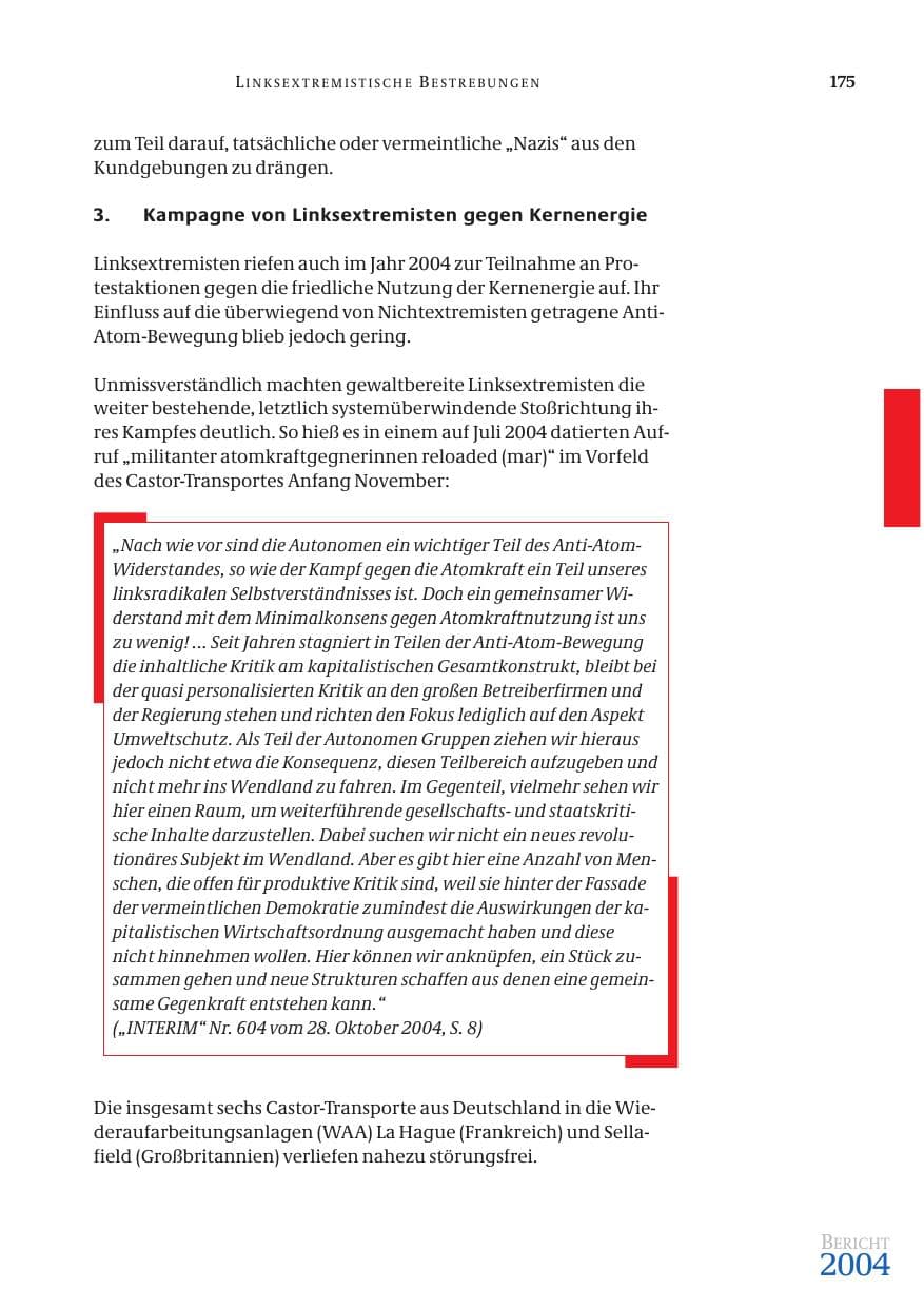 Seite 177 des Verfassungsschutzbericht 2004 Bund