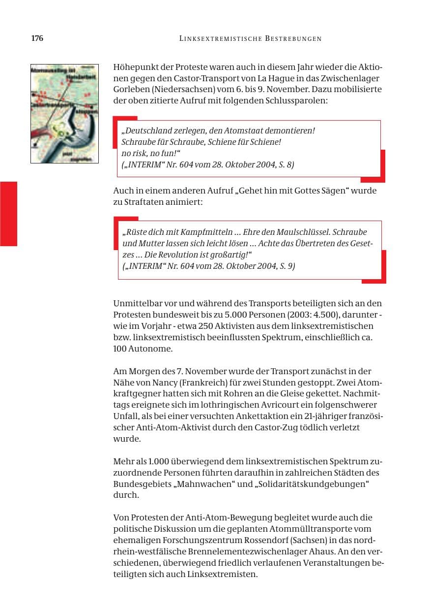 Seite 178 des Verfassungsschutzbericht 2004 Bund