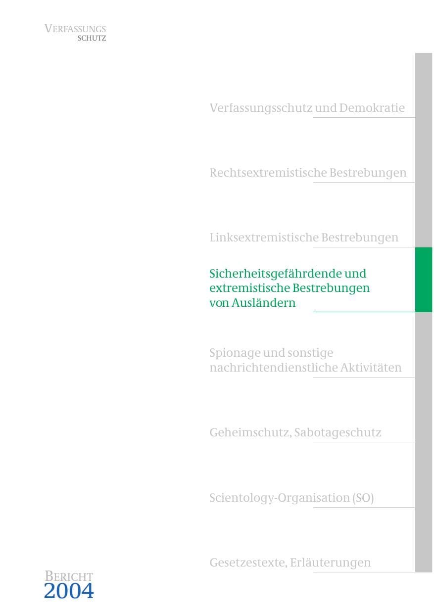 Seite 185 des Verfassungsschutzbericht 2004 Bund