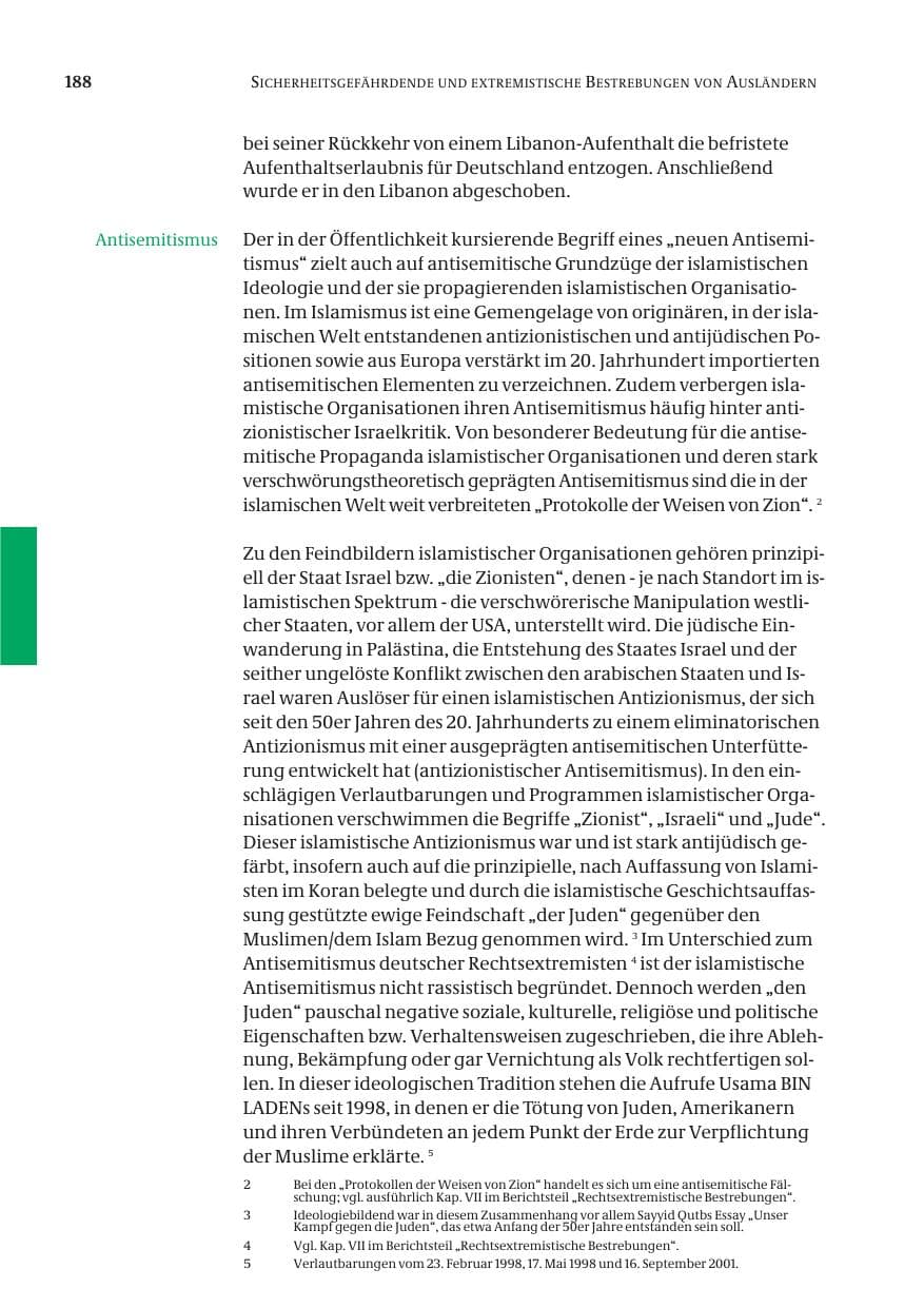 Seite 190 des Verfassungsschutzbericht 2004 Bund