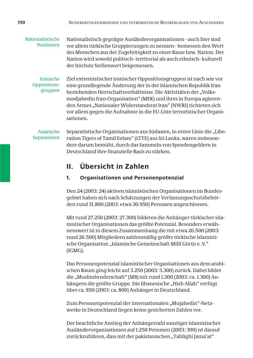 Seite 192 des Verfassungsschutzbericht 2004 Bund