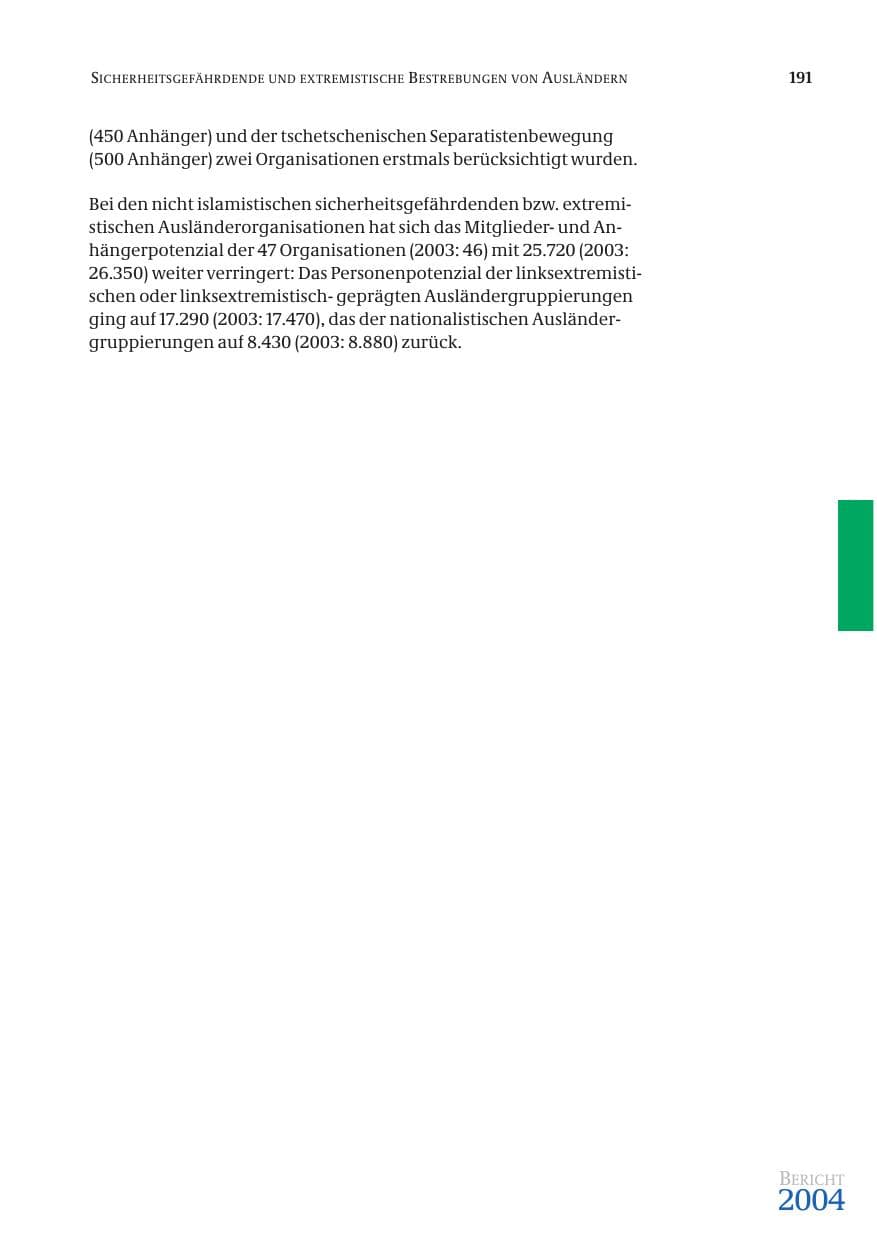 Seite 193 des Verfassungsschutzbericht 2004 Bund